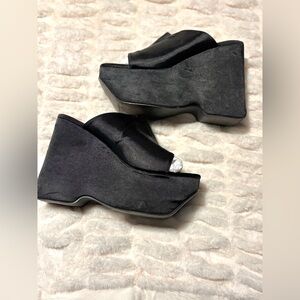 Elegant Black Women's Wedge Mules